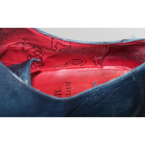 Jeffrey West Shoes Mens US 10 Muse Blue Leather Weave Almond Toe Spain VGC - Picture 11 of 14